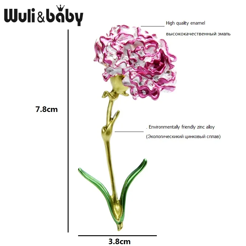 Wuli& baby, розовый, голубой цветок гвоздики, броши для женщин, сплав, большой эмалированный цветок, свадебная брошь для вечеринки, булавки, подарки для мамы