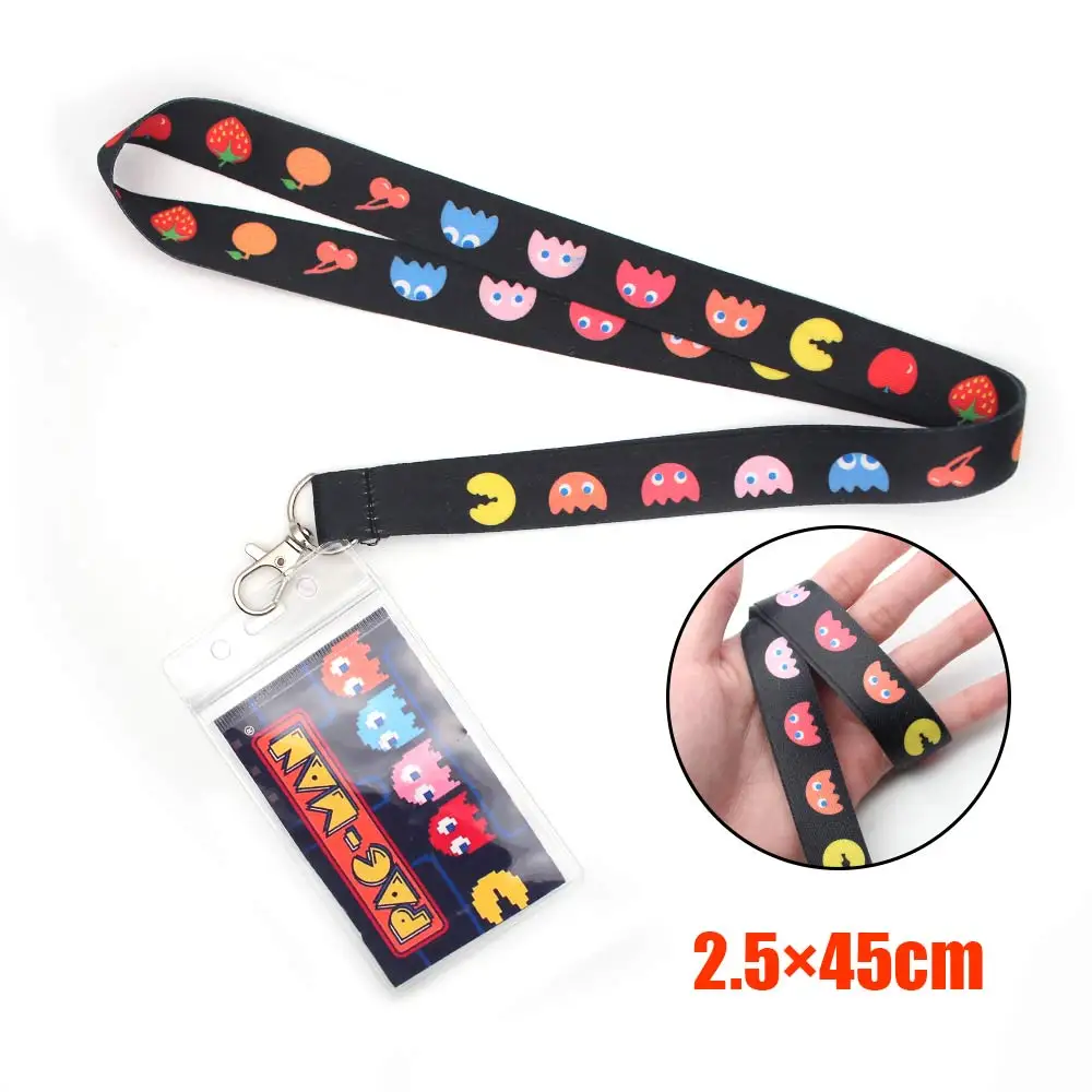 

Pac-Man Game Rope Strap Mobile Phone Chain Ring Charm Lariat Lanyard Cosplay Accessories Keychain Card Case Card Cover Gift Toy