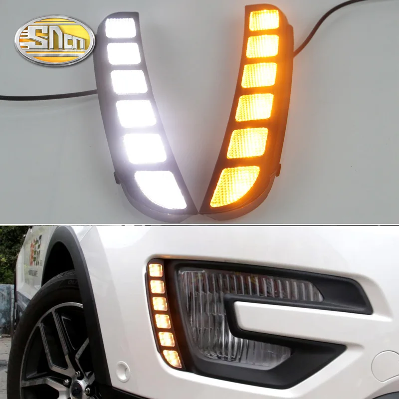 

For Ford Explorer 2016 2017,Yellow Turn Signal Function Waterproof Car LED DRL 12V LED Daytime Running Light Daylight fog lamp