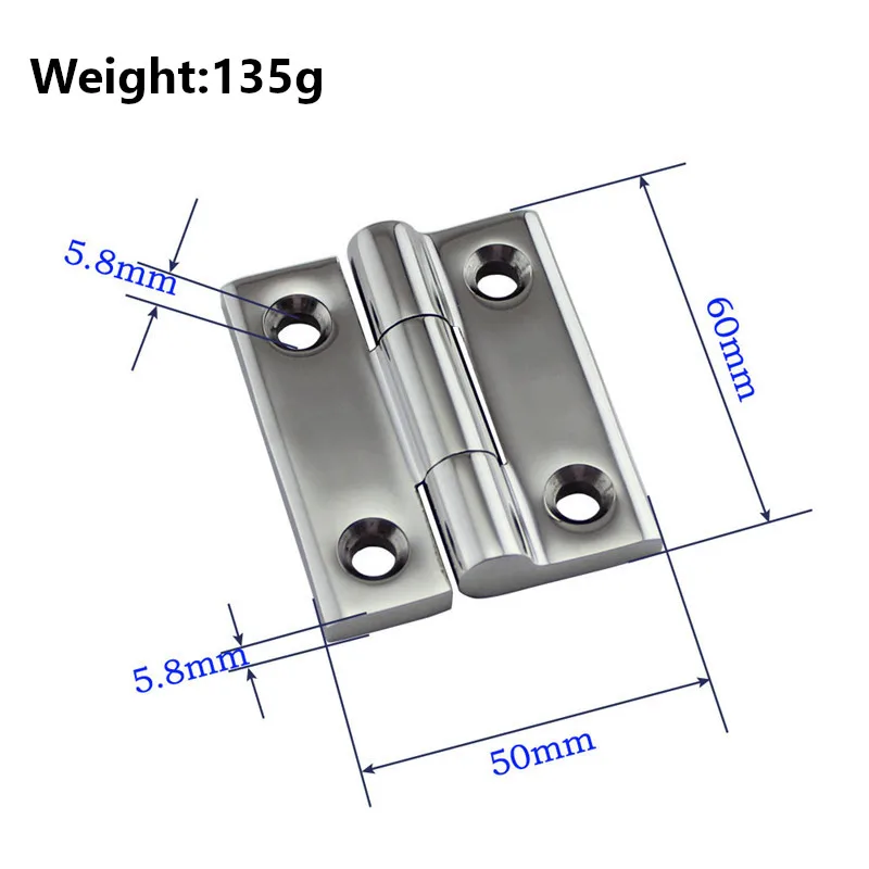 50*60 мм Морской сорт литой 304 нержавеющая сталь Лодка шкаф двери шкафа Стыковая петля мебельная фурнитура 4 отверстия кабины палубные петли