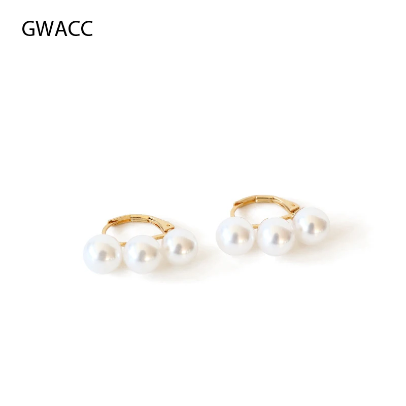 

GWACC Vintage Elegant Three Pearl Drop Earrings For Women Ear Clip INS Simple Temperament Earrings Fashion Jewelry