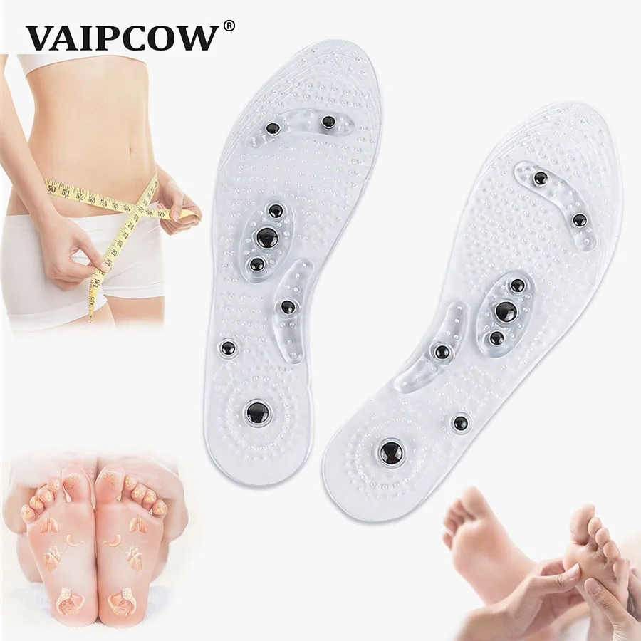 

2 pairs Women Men Silicone Insole Magnetic Therapy Anti Fatigue Health Care Massage Insoles