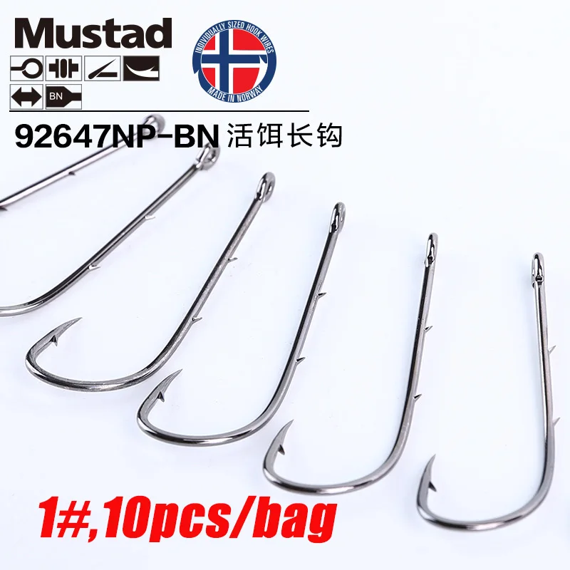 Mustad норвежский рыболовный крючок, супер мощный круглый рыболовный крючок, рыболовные снасти, 8#-4/0#, 92647NP-BN - Color: 1