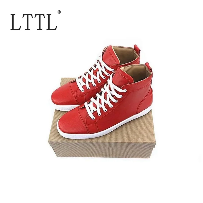 LTTL Red Men Shoe Fashion Leather Sneakers Men Breathable Lace up High Top Designer Shoes Luxury ...