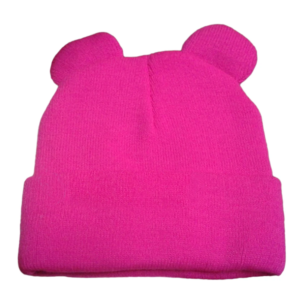 

6 Colors New Fashion Winter Women's Cat's Ears Hat Knitted Fur Warm Woman Caps Beanies Hats Skullies Casual Bonnet Gorros