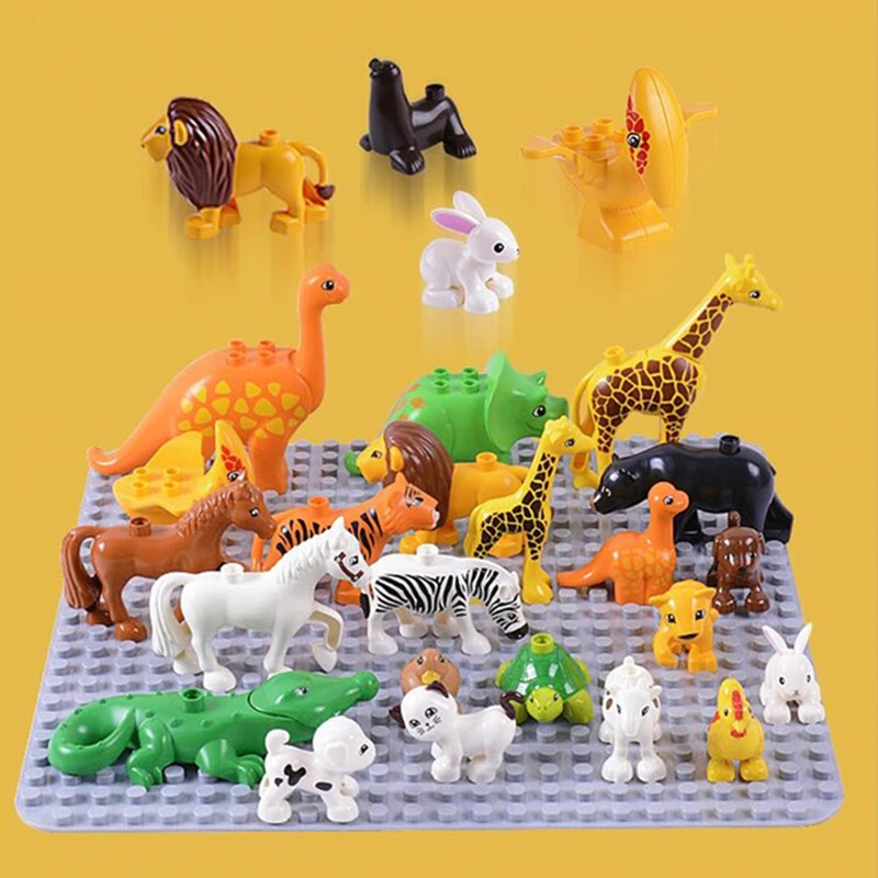 Animal Series Building Blocks Model Figures Animal Collection Big Bricks Toys For Children Gift Compatible With Legoed Duploed