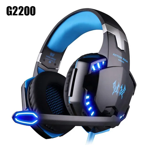 KOTION каждая серия игровая гарнитура G2000/G2100/G2200/G4000/G9000 глубокий бас стерео наушники с микрофоном 2,2 м проводные наушники для ПК - Цвет: G2200 Blue