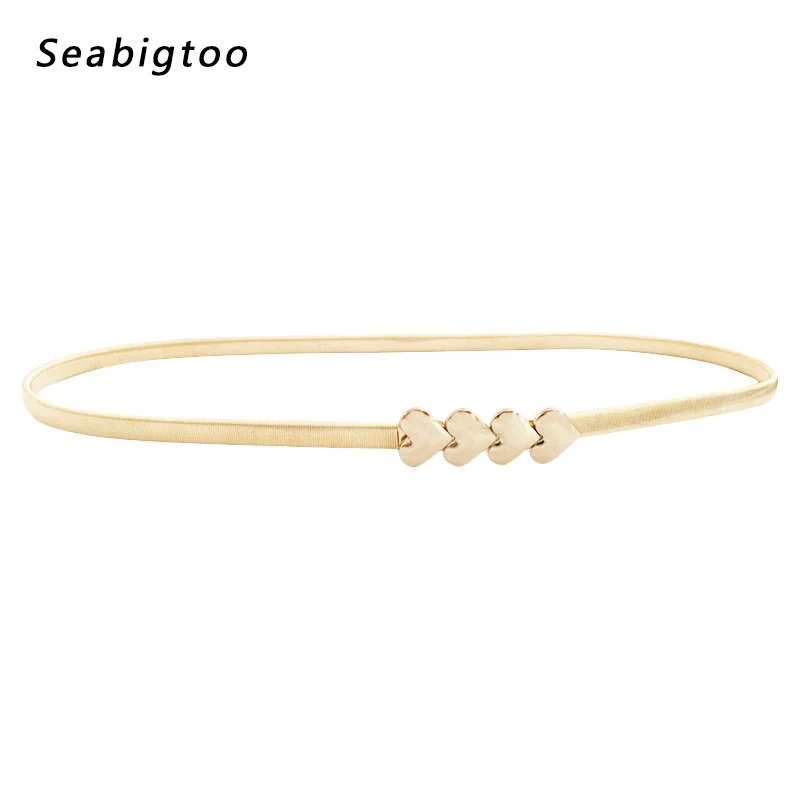 

Elastic metal waist chain belts for women dresses gold belts female cute heart belts waist high quality women fashion 2018
