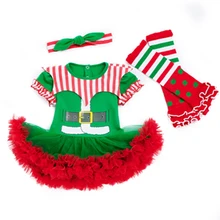 Юбка-пачка для новорожденных, комплекты, Рождественский комбинезон для младенцев, комплект из 3 предметов, боди Санта-Клауса+ повязка на голову, гетры, рождественский подарок, Детский костюм