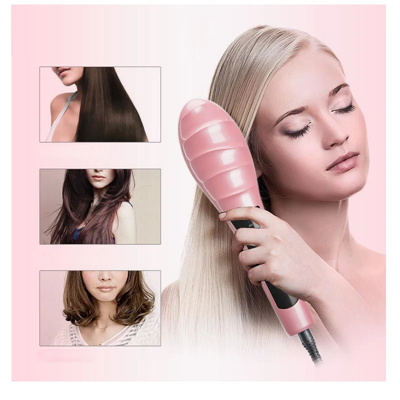 Быстрая выпрямитель для волос гребень Керамика Flat Iron Профессиональный anti-ошпарить щетка для выпрямления негативные Утюг Уход за волосами