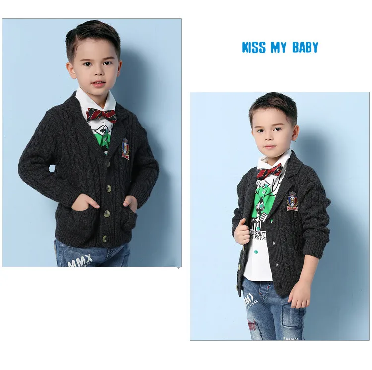 Детские Свитера Кардиган Для Мальчиков Весеняя Куртка Толщиная Верхняя ...