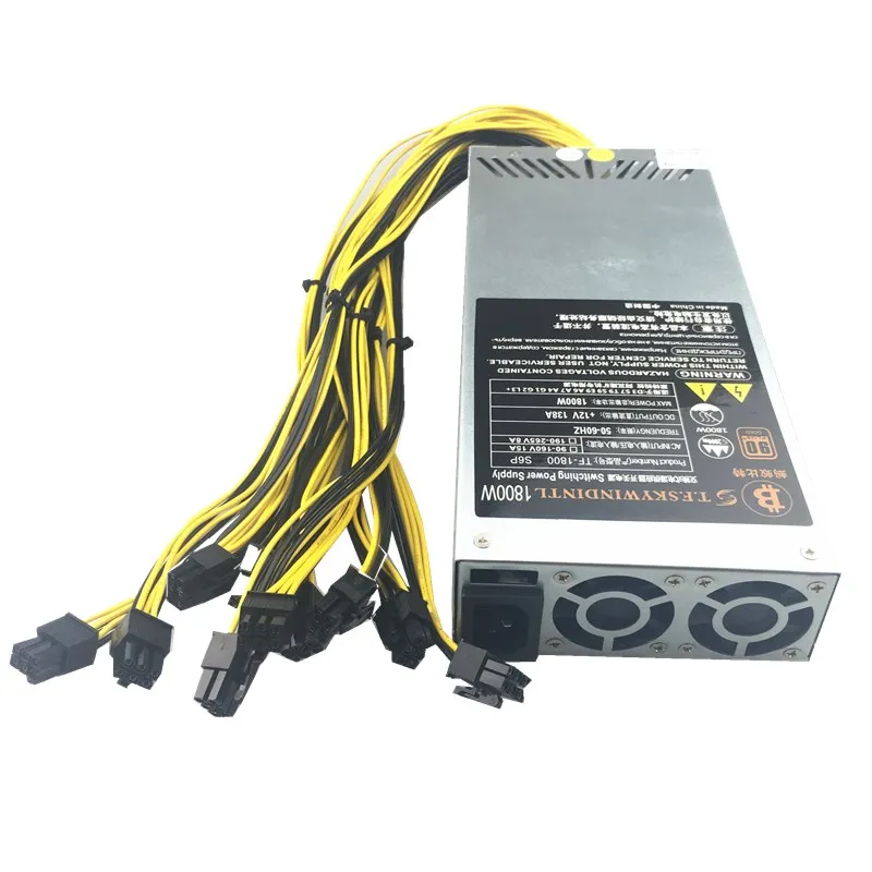 1800 W PSU Antminer Bitmain 1800 w امدادات الطاقة 6PIN Antminer T9 ETH PSU antminer S9 S7 L3 BTC LTC اندفاعة 1800 W عامل منجم امدادات الطاقة