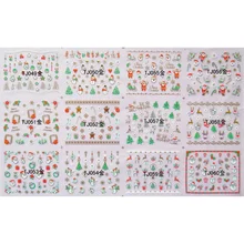 12 листов в партии, золотистые и Серебристые 3D металлические наклейки INAID для ногтей, самоклеющиеся наклейки на Рождество, Рождество, Санта, олень, снеговик, TJ49-60