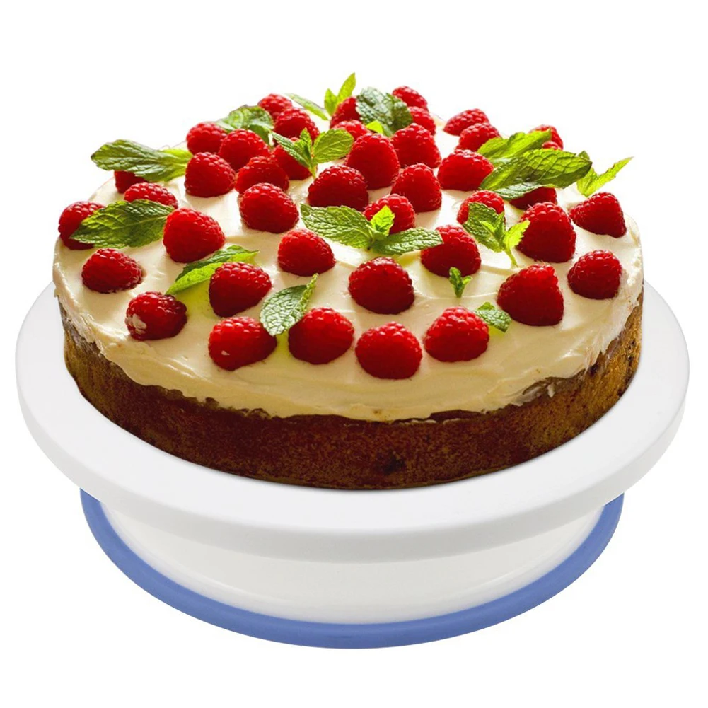  1 Set Cake Decorating Turntable Rotating Cake Stand with Comb & Icing Smoother + Icing Spatula TB S