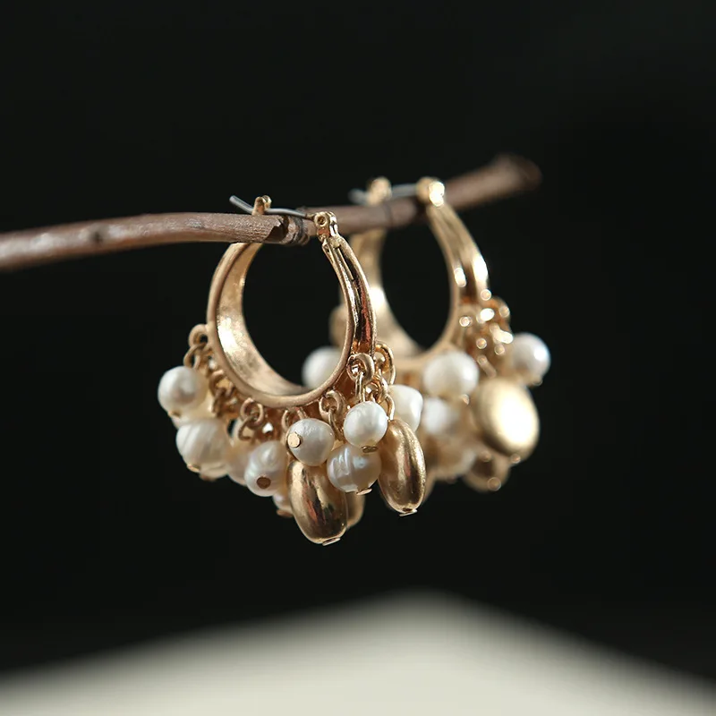 

natural pearl earrings circular Bohemian South Korea imported earrings wholesale