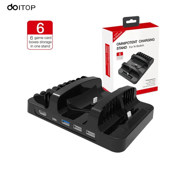 

DOITOP Omnipotent Charging Stand Dock For Nintend Switch Game Consoles Gamepad Base with 6 Card Storage Box HD HDMI Converter