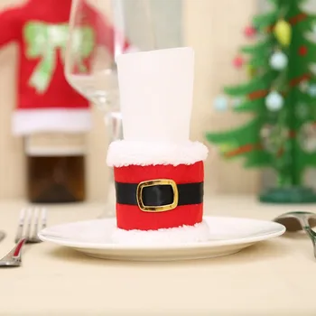 

50pcs/lot Christmas Towels Circle Xmas Dinner Party Napkin Holder Santa Claus Napkin Rings Table Decorations 40% off