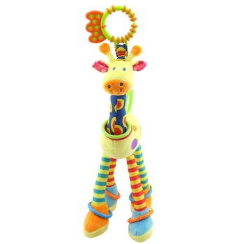 

Plush Infant Baby Development Soft Giraffe Animal Handbells Rattles Handle Toy
