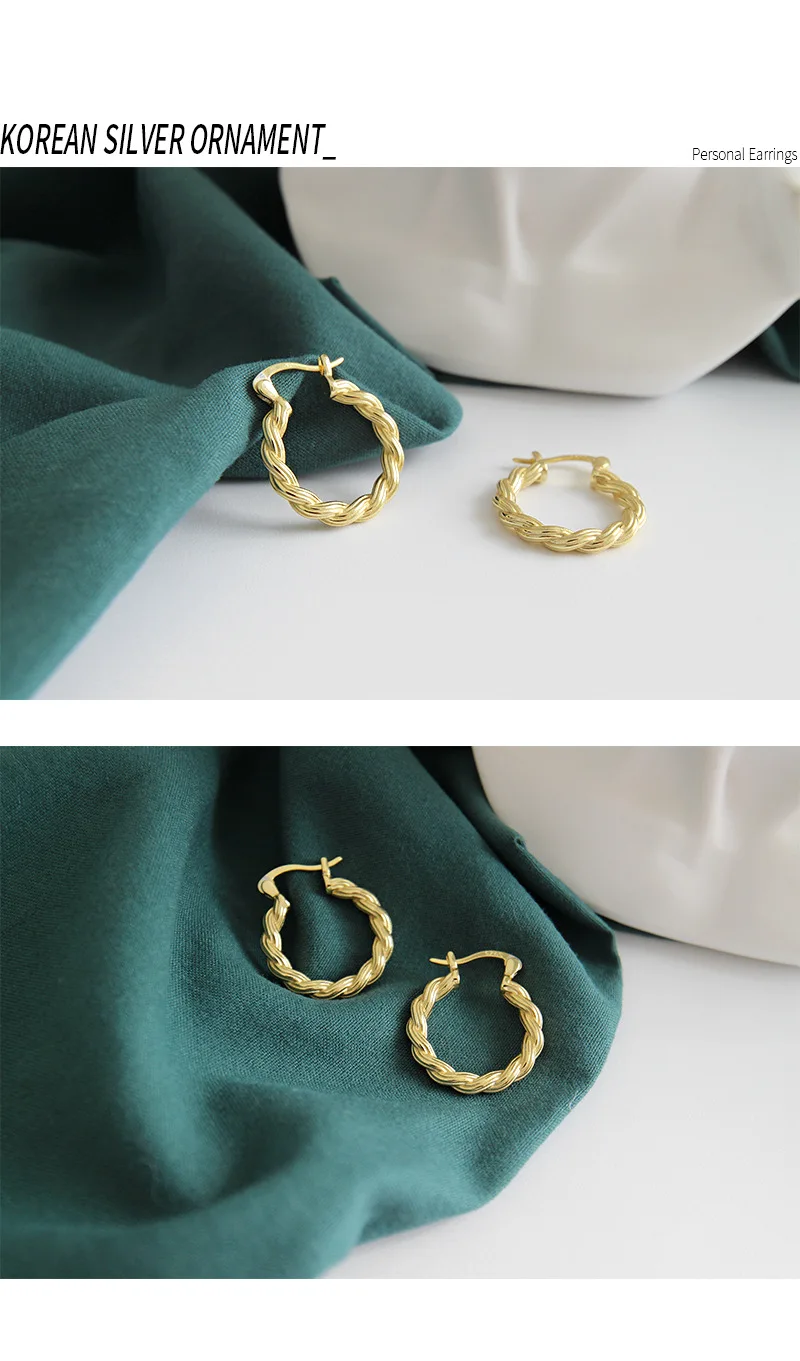 F. I. N. S простые Стильные Золотые серьги-кольца для женщин, 925 пробы, серебряные, золотые женские серьги, модные ювелирные изделия Brinco