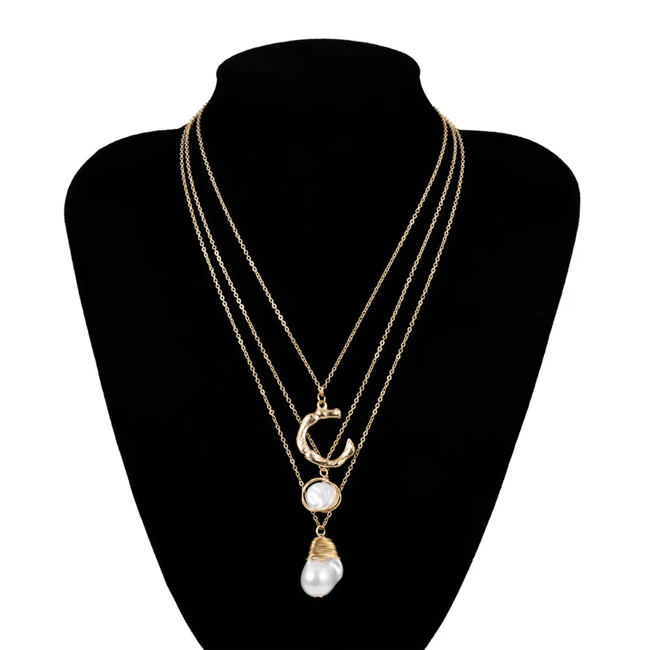 IngeSight. Z модное многослойное колье из искусственного жемчуга, ожерелье с подвеской в виде буквы C, женское ювелирное изделие, подарки - Окраска металла: Necklace