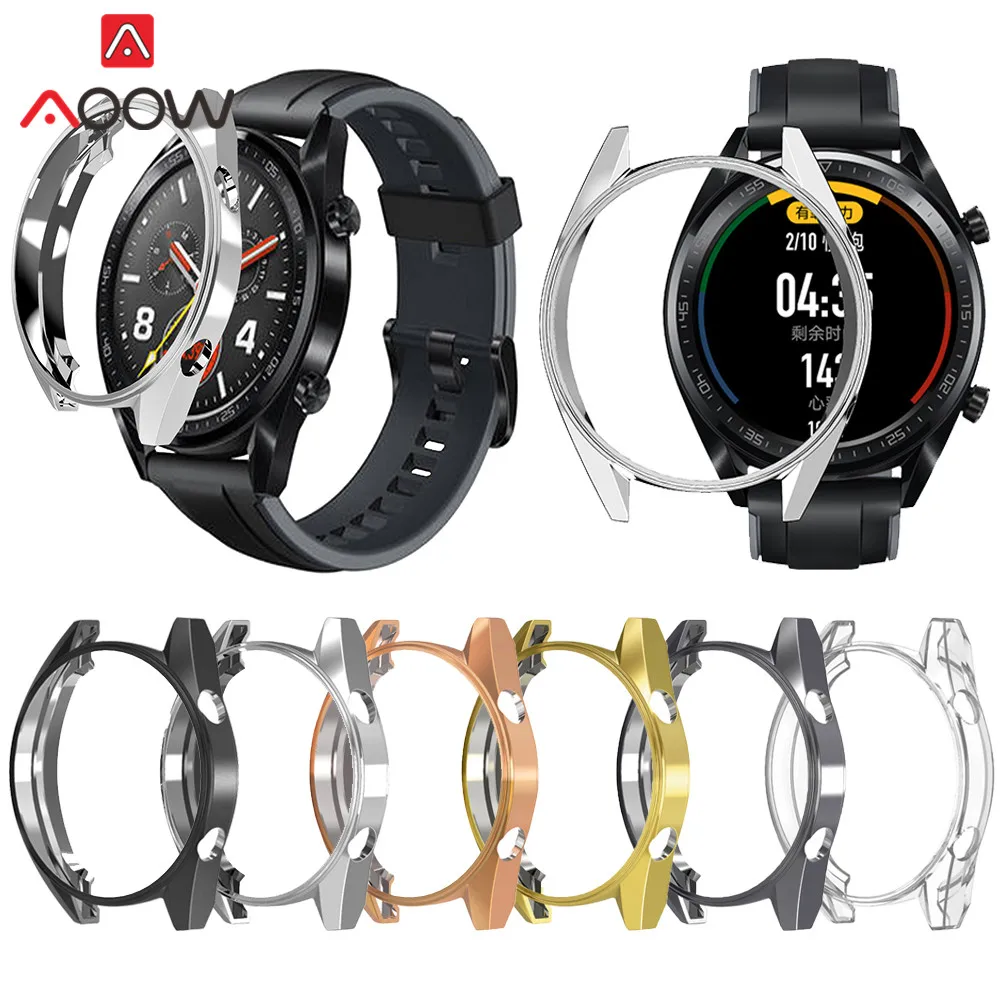 

Soft Ultra-thin Plating TPU Protective Case for Huawei Watch GT/ GT Active Edition All-Around Protector Cover Shell Frame