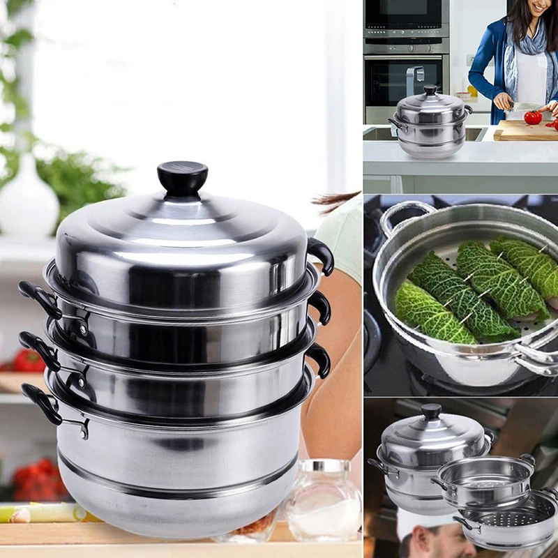 Нержавеющая сталь Пароварка Индукционная Dim Sum Паровая Кастрюля со спуском пара
