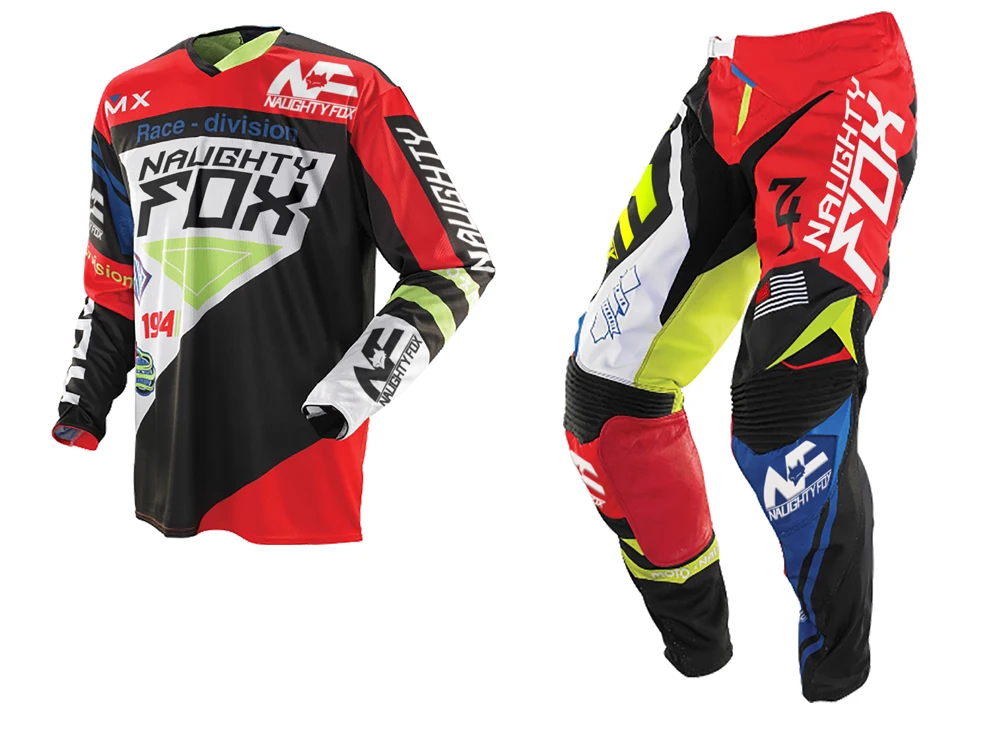 NAUGHTY Fox 360 MX набор передач для мотокросса ATV Dirt Bike Off-Road Racing gear Pant Jersey Combo Синий/Белый