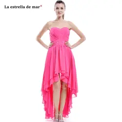 Vestidos de madrinha шифоновый кристалл, сексуальное платье без бретелек, розовое, красное, с высоким низом, платье подружки невесты, длинное платье