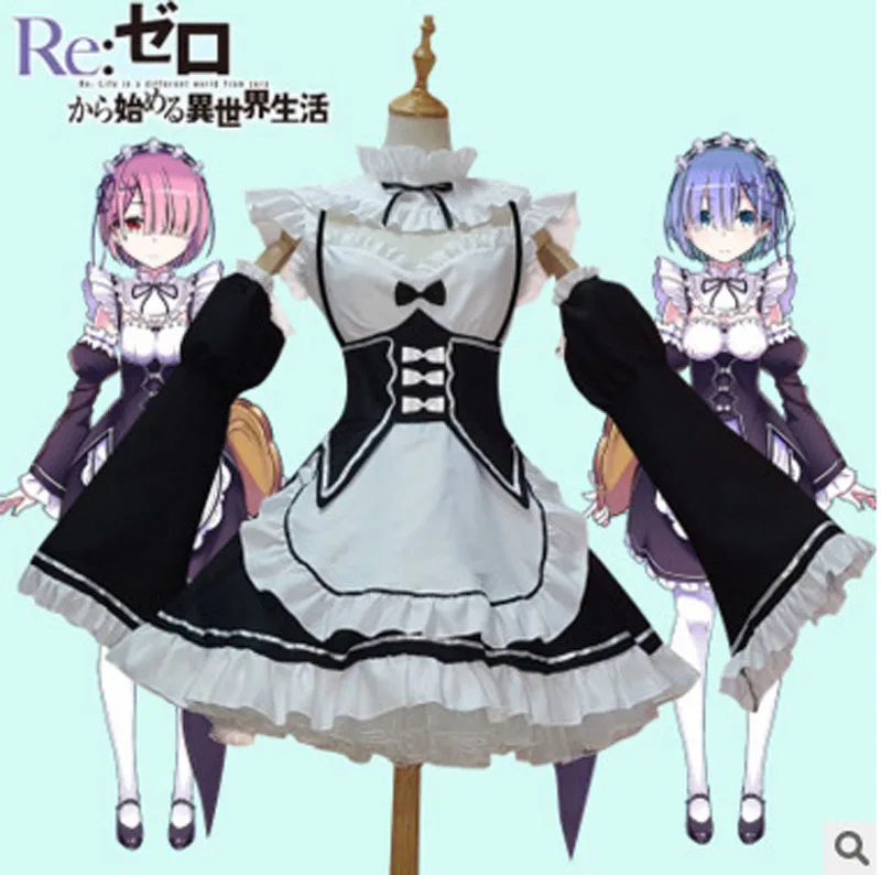 

[Stock]Anime!Re:Life in a different world from zero Ram Rem Maid Dress Uniform Cosplay Costume Restaurant Female Cloth Free Ship