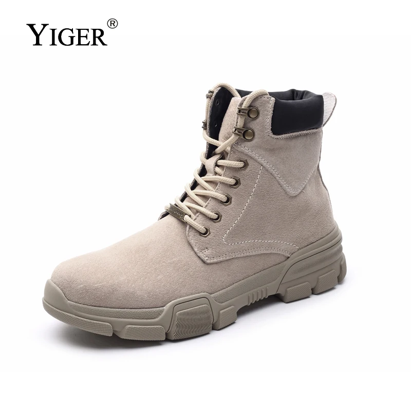  YIGER New Men Martins Boots Split Leather Large Size Men Military boots Winter Warm Lace-up Male Ca