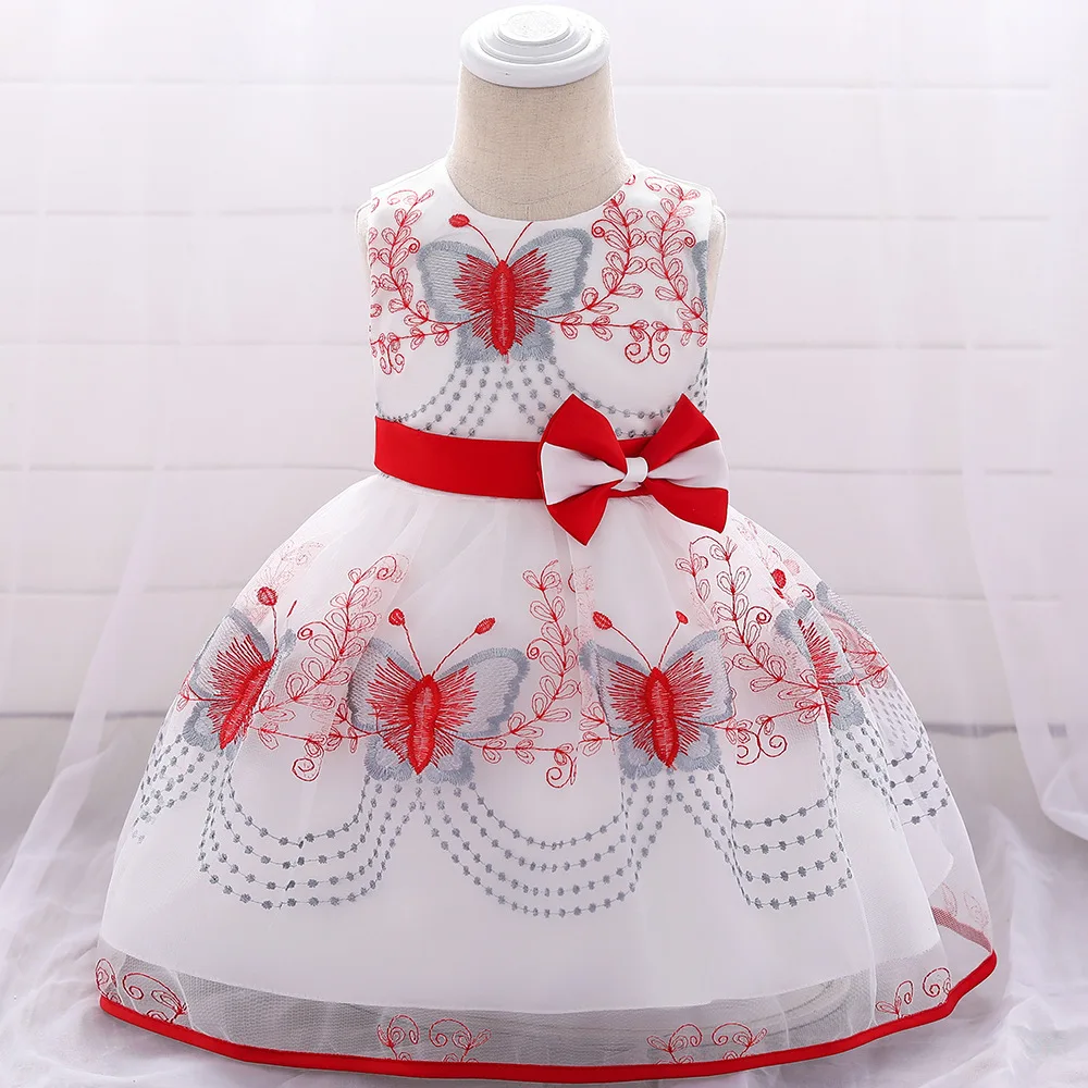 

New baby girl dress sweet princess dress butterfly embroidery baby full moon birthday dress fluffy dress