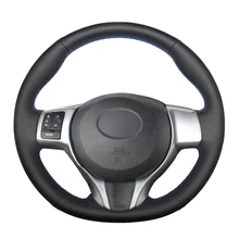 Сшитая вручную черная искусственная кожа чехол на руль для Toyota Yaris Verso S Vitz Ractis 2010-2016 Subaru Trezia