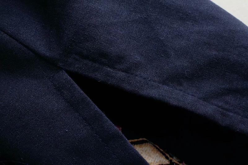 TEELYNN длинное пальто Бохо осень Этническая вышивка длинный рукав куртка темно-синий лен и хлопок хиппи верхняя одежда кардиган пальто