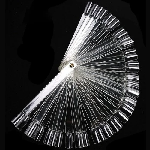 

50pcs/Set Clear False Nail Art Board Tips Stick Polish Display Foldable Practice Fan Free Shipping