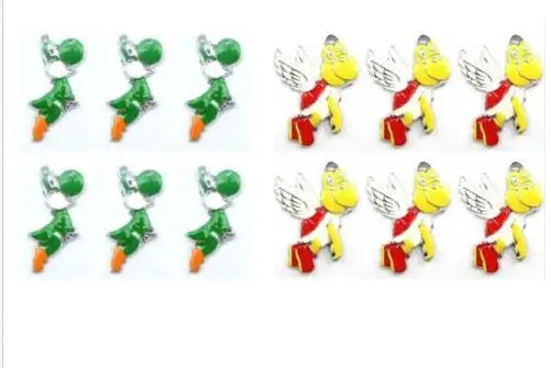 

20pcs cartoon Green Dragon Yoshi Turtle Koop Enamel Metal Charm necklace Pendants DIY Jewelry Making Party Favors