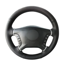 Рука сшитый черный искусственная кожа PU чехол рулевого колеса автомобиля для Mitsubishi Pajero 2007- Galant 2008-2012