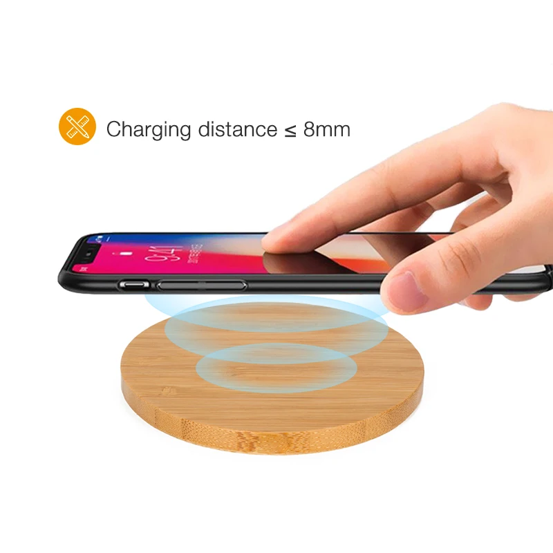 M C Qi Беспроводное зарядное устройство тонкая деревянная подкладка для Apple iPhone 7 8 Plus смартфон Беспроводная зарядная подставка для samsung S7