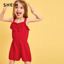 Шеин детский зеленый горох рюшами проймы праздник поясом для девочек комбинезон без рукавов Летний широкую ногу Молнии Милый купальный костюм с шортами