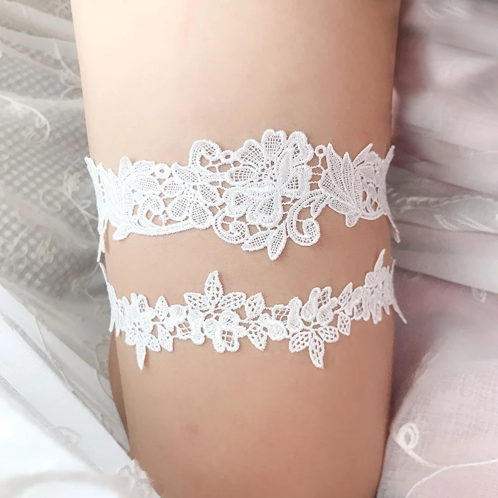 Набор из 2 предметов, свадебные подвязки, кружевная вышивка, цветочные сексуальные подвязки для женщин/невесты, облегающее кольцо, подвязка для ног