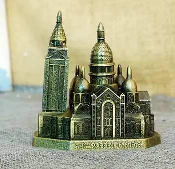 

classic vintage retro 11x7x12cm chruch Cathedral hand-made craft metal model for home coffee bar ornaments decoration