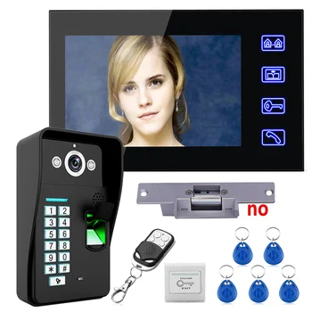 

7" Lcd Fingerprint Recognition Video Door Phone Intercom System kit + Electric Strike Lock+ Wireless Remote Control unlock