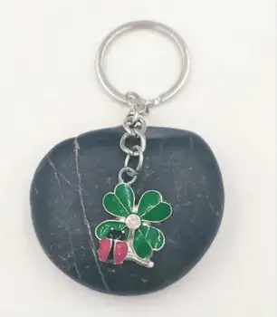 

50PCS/Lot High Quality Green Leaf Keychain Jewelry Fashion Four Leaf Clover Ladybug Key Chain Handbag Charm Key Rings Gift