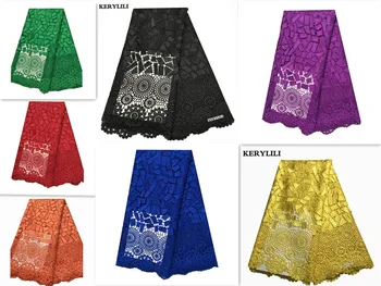 

8 Colors Available African White Cord Lace Fabric Nigerian Embroidery Mesh Guipure Chemical Lace Clothing KRL-57001