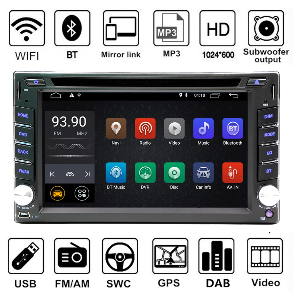 

2 Din Android 9.1 Car DVD Player GPS Navigation Universa Car Radio Stereo Multimedia Player In Dash Head Unit FM RDS OBD2