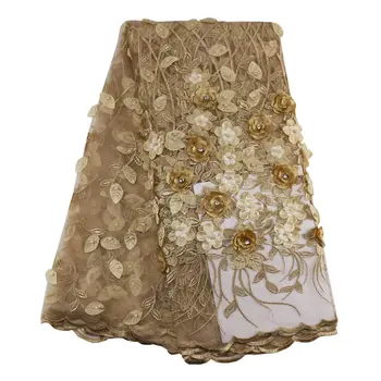

African Lace Fabric 3D Flower High Quality 2019 French 233 Tulle Lace Fabric Appliqued Nigerian Net Lace For Wedding Dress