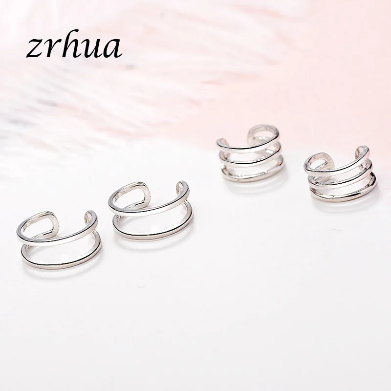 ZRHUA простой серебристый цвет серьги клипсы для женщин классические