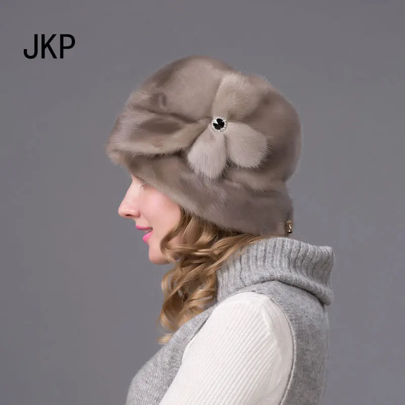 Jkp 2018 ريال فرو المنك القبعات لشتاء المرأة الفراء كاب مع الماس الأزياء المنك قبعة الفرو موضة نوعية جيدة قبعة أنيقة DHY-69
