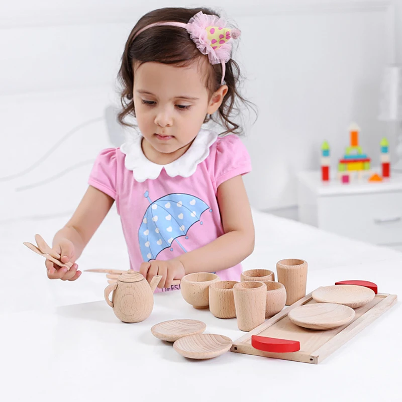 High Grade Wood Simulation Tea Sets Of Family Toys Wooden Kitchen Set