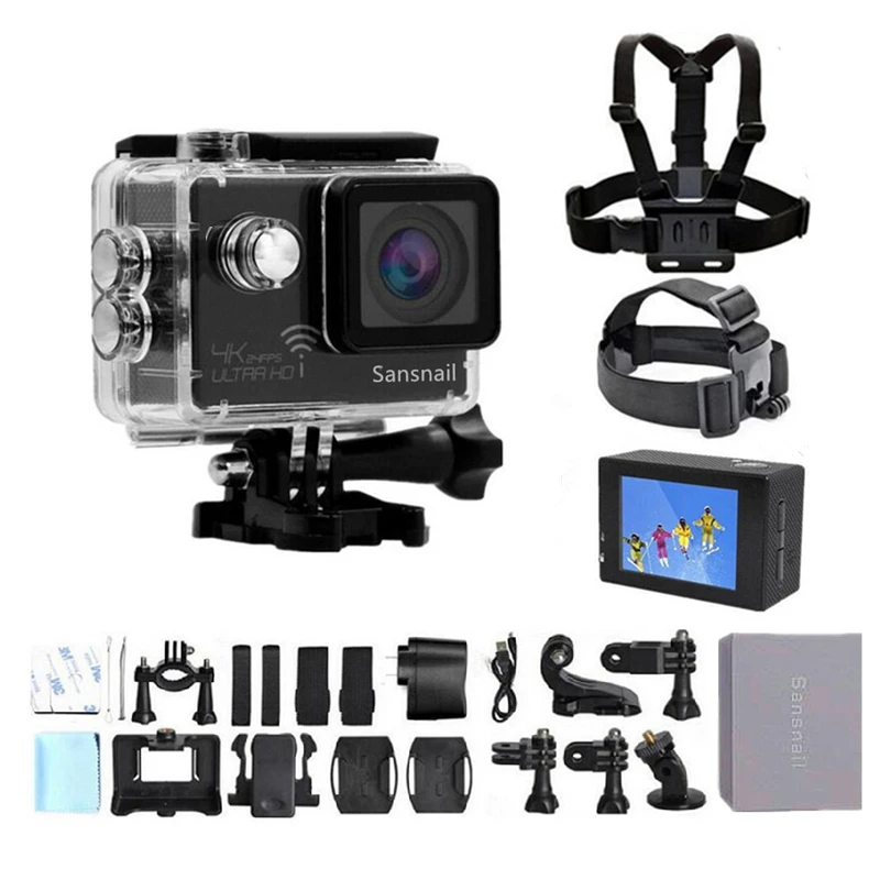

Sansnail Action Camera HD 4K 1080P 2.0" LCD Wifi Novatek 96660 Waterproof Helmet Diving Mini Cam Extreme Mini Sport Camera