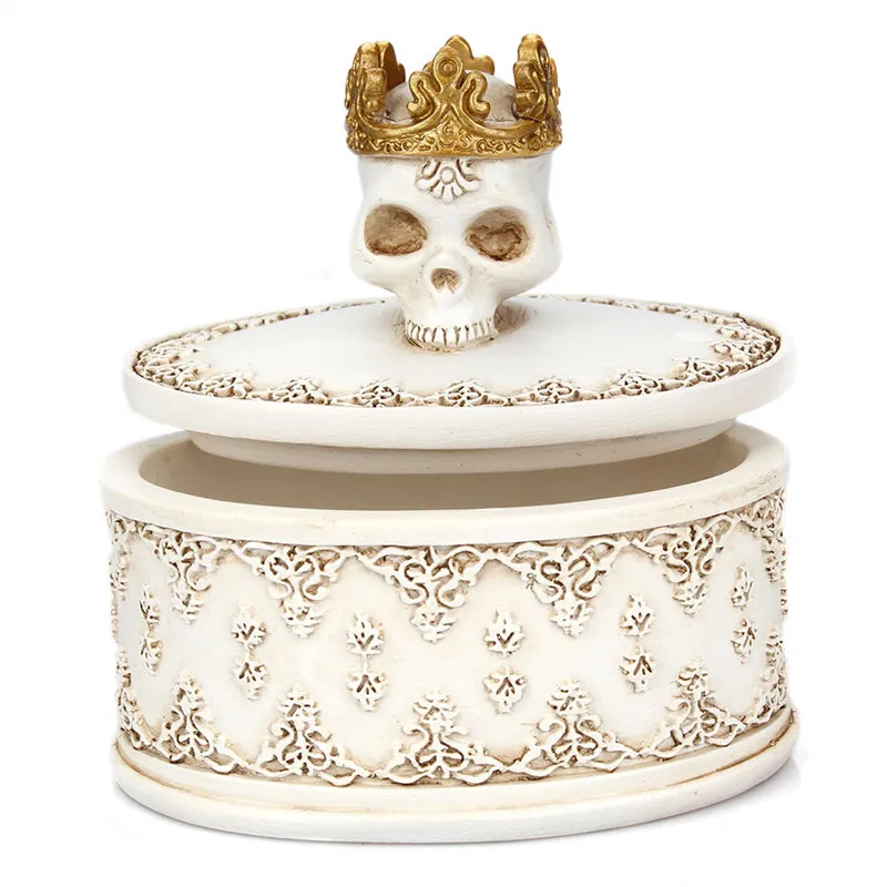 Корона череп голова ювелирные изделия смолы коробка для хранения ожерелье серьги кольцо браслет Контейнер Чехол Органайзер для макияжа стол корзина для хранения